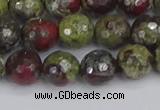 CDB331 15.5 inches 10mm faceted round A grade dragon blood jasper beads