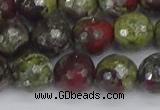 CDB332 15.5 inches 12mm faceted round A grade dragon blood jasper beads