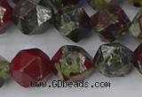 CDB339 15.5 inches 12mm faceted nuggets dragon blood jasper beads