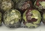 CDB353 15 inches 12mm faceted round dragon blood jasper beads