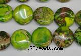 CDE123 15.5 inches 14mm flat round dyed sea sediment jasper beads