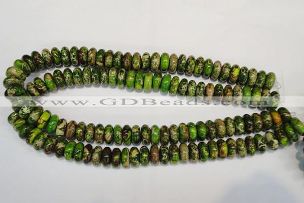 CDE136 15.5 inches 6*14mm rondelle dyed sea sediment jasper beads