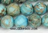 CDE1386 15.5 inches 8mm faceted round sea sediment jasper beads