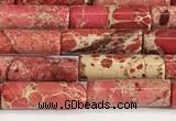 CDE1423 15.5 inches 4*13mm tube sea sediment jasper beads wholesale