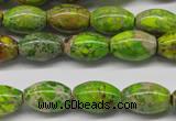 CDE147 15.5 inches 10*15mm rice dyed sea sediment jasper beads