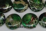 CDE174 15.5 inches 20mm flat round dyed sea sediment jasper beads