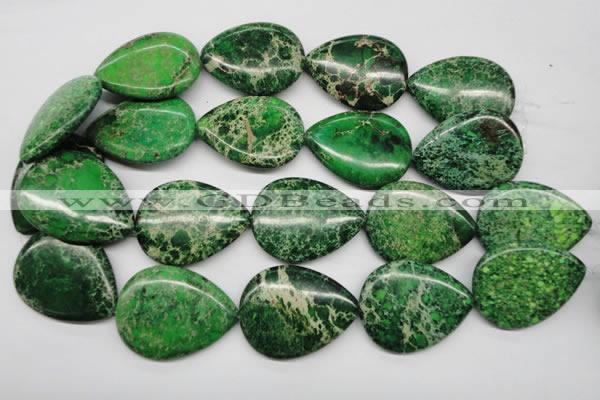 CDE195 15.5 inches 30*40mm flat teardrop dyed sea sediment jasper beads