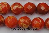 CDE2104 15.5 inches 14mm faceted round dyed sea sediment jasper beads