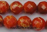 CDE2106 15.5 inches 18mm faceted round dyed sea sediment jasper beads