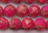 CDE2113 15.5 inches 12mm faceted round dyed sea sediment jasper beads