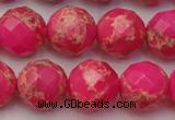 CDE2115 15.5 inches 16mm faceted round dyed sea sediment jasper beads