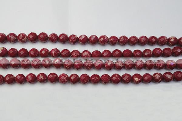 CDE2132 15.5 inches 10mm faceted round dyed sea sediment jasper beads