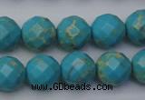 CDE2155 15.5 inches 16mm faceted round dyed sea sediment jasper beads