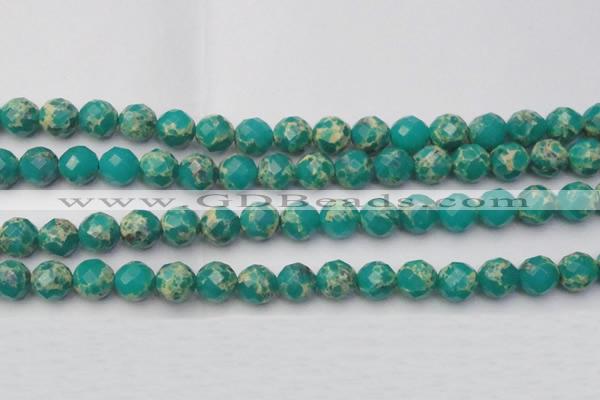 CDE2175 15.5 inches 16mm faceted round dyed sea sediment jasper beads