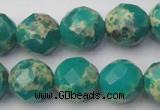 CDE2176 15.5 inches 18mm faceted round dyed sea sediment jasper beads