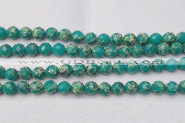 CDE2176 15.5 inches 18mm faceted round dyed sea sediment jasper beads