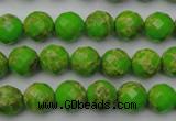 CDE2180 15.5 inches 6mm faceted round dyed sea sediment jasper beads