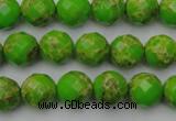 CDE2181 15.5 inches 8mm faceted round dyed sea sediment jasper beads