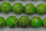 CDE2186 15.5 inches 18mm faceted round dyed sea sediment jasper beads