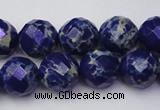 CDE2215 15.5 inches 16mm faceted round dyed sea sediment jasper beads