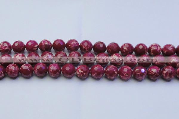 CDE2521 15.5 inches 14mm faceted round dyed sea sediment jasper beads