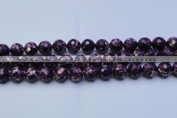 CDE2537 15.5 inches 18mm faceted round dyed sea sediment jasper beads