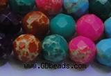 CDE2699 14mm faceted round mixed color sea sediment jasper beads