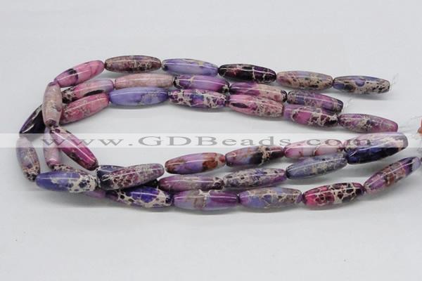 CDE33 15.5 inches 10*30mm rice dyed sea sediment jasper beads