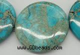 CDE353 15.5 inches 45mm flat round dyed sea sediment jasper beads