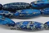 CDE48 15.5 inches 10*30mm rice dyed sea sediment jasper beads