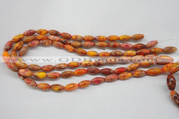 CDE510 15.5 inches 8*16mm rice dyed sea sediment jasper beads