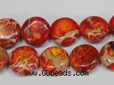 CDE518 15.5 inches 14mm flat round dyed sea sediment jasper beads