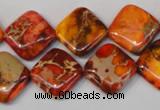 CDE545 15.5 inches 14*14mm diamond dyed sea sediment jasper beads