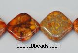 CDE547 15.5 inches 20*20mm diamond dyed sea sediment jasper beads