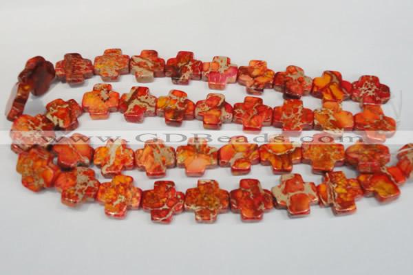 CDE563 15.5 inches 20*20mm cross dyed sea sediment jasper beads