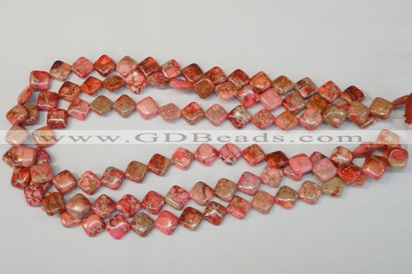 CDE568 15.5 inches 10*10mm diamond dyed sea sediment jasper beads