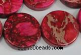 CDE665 15.5 inches 25mm coin dyed sea sediment jasper beads