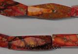 CDE744 15.5 inches 8*30mm faceted rice dyed sea sediment jasper beads