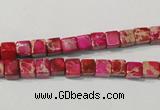 CDE780 15.5 inches 5*5mm cube dyed sea sediment jasper beads