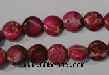 CDE785 15.5 inches 10mm flat round dyed sea sediment jasper beads