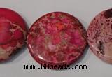 CDE788 15.5 inches 30mm flat round dyed sea sediment jasper beads