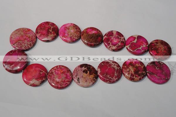 CDE788 15.5 inches 30mm flat round dyed sea sediment jasper beads