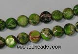 CDE935 15.5 inches 8mm flat round dyed sea sediment jasper beads