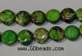 CDE936 15.5 inches 10mm flat round dyed sea sediment jasper beads