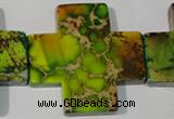 CDE954 15.5 inches 45*45mm cross dyed sea sediment jasper beads