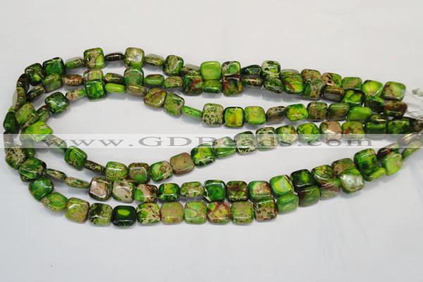 CDI120 15.5 inches 10*10mm square dyed imperial jasper beads