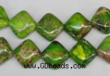 CDI122 15.5 inches 12*12mm diamond dyed imperial jasper beads