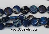 CDI230 15.5 inches 10mm flat round dyed imperial jasper beads