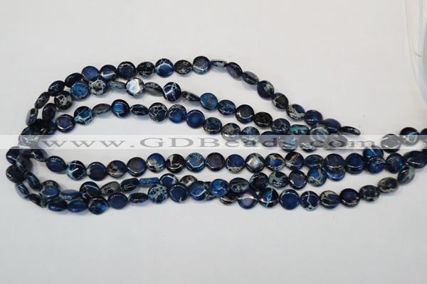 CDI230 15.5 inches 10mm flat round dyed imperial jasper beads