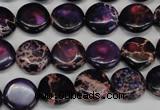 CDI398 15.5 inches 12mm flat round dyed imperial jasper beads